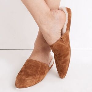 Madewell Suede Kasey Mules in Faux Sherling